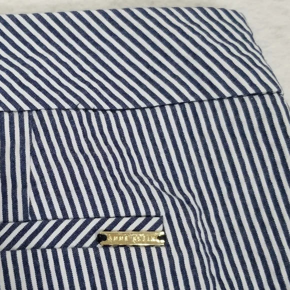 Anne Klein Striped Seersucker Pants Blue / White Women's Size 8 - Picture 8 of 15